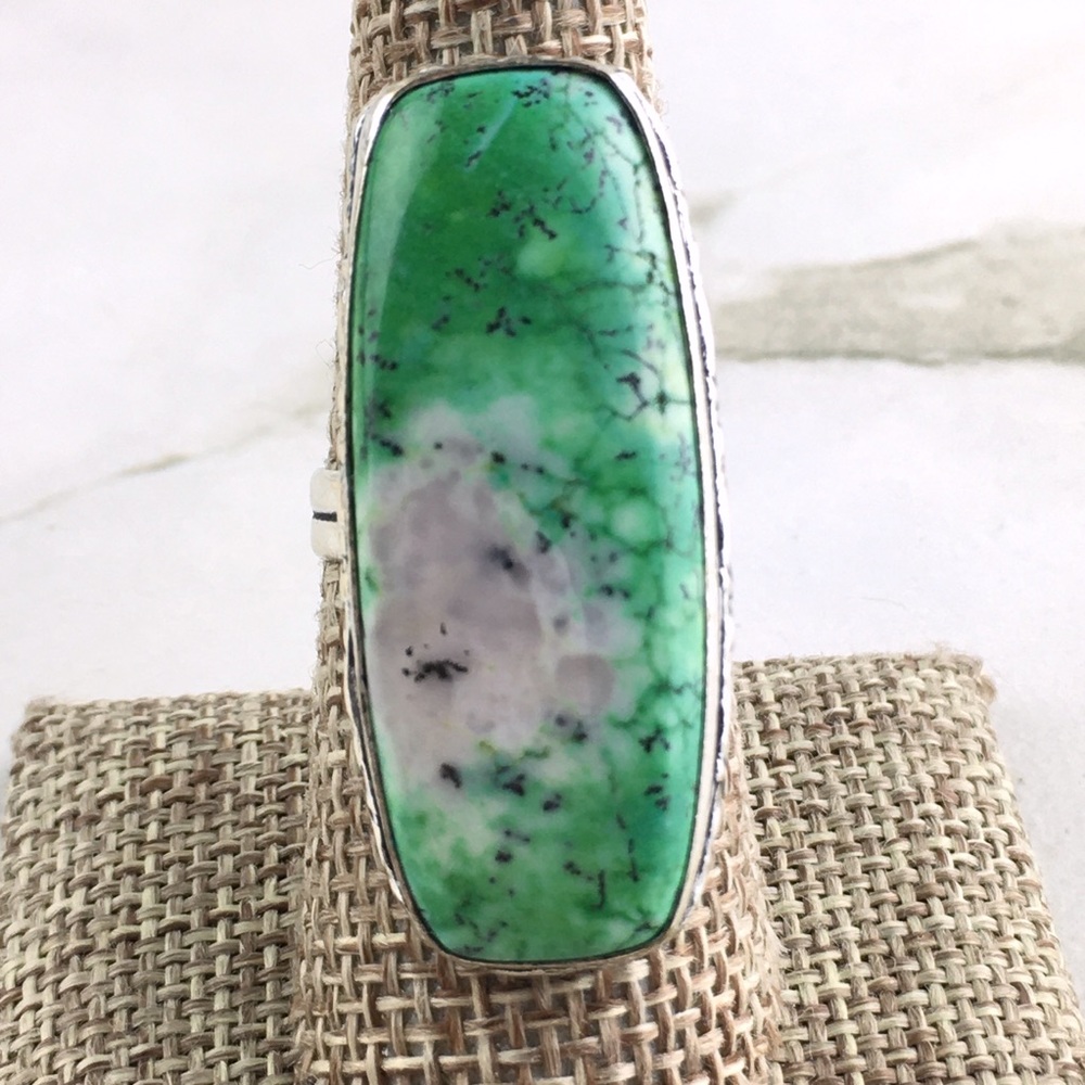 Dendritic Dendrite Opal Stone Ring Size 8 1/4